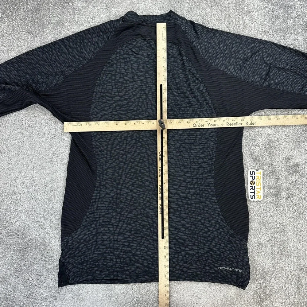 Air Jordan Dri-FIT ADV Shirt Mens Medium Black Gray Elephant Print Long Sleeve